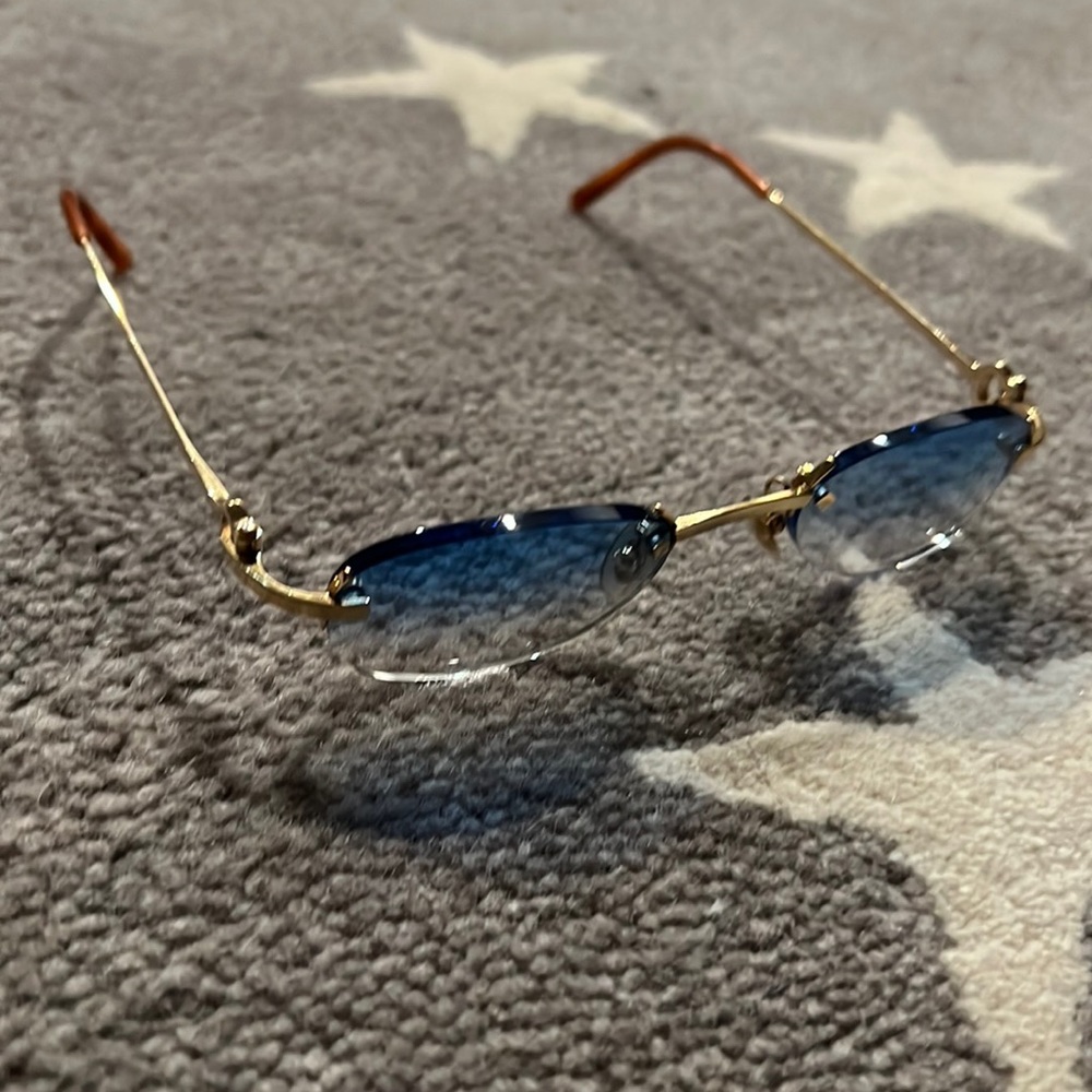 Authentic Vintage Cartier Sunglasses Blue Lenses & Gold